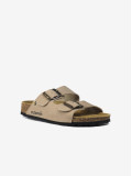 Chinelos Cubanas em Pele Beige com Duas Tiras