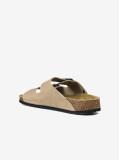 Chinelos Cubanas em Pele Beige com Duas Tiras