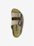 Chinelos Cubanas em Pele Beige com Duas Tiras