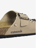 Chinelos Cubanas em Pele Beige com Duas Tiras