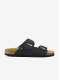 Chinelos Cubanas em Pele Preta com Duas Tiras -COMP100BLACK
