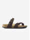 Chinelos Cubanas em Pele Castanha com Múltiplas Tiras -COMP130BROWN2