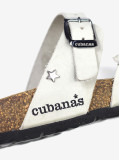 Chinelos Cubanas em Pele Branca com Múltiplas Tiras