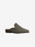 Mule Cubanas em Tecido Castanho com Glitter