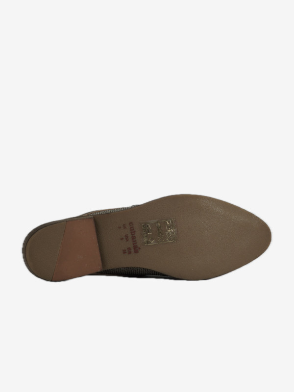 Mule Cubanas em Tecido Castanho com Glitter
