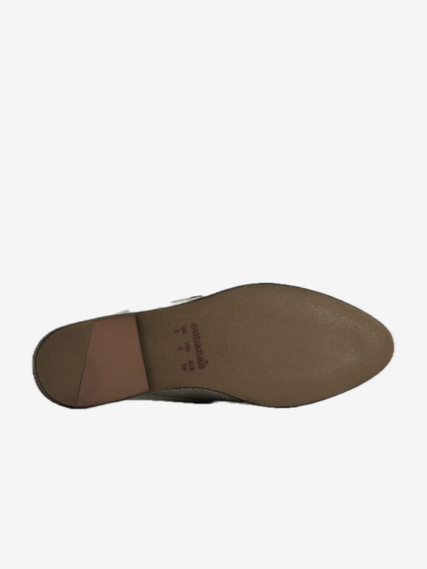 Mule Cubanas em Tecido Beige com Glitter