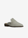 Mule Cubanas em Tecido Beige com Glitter